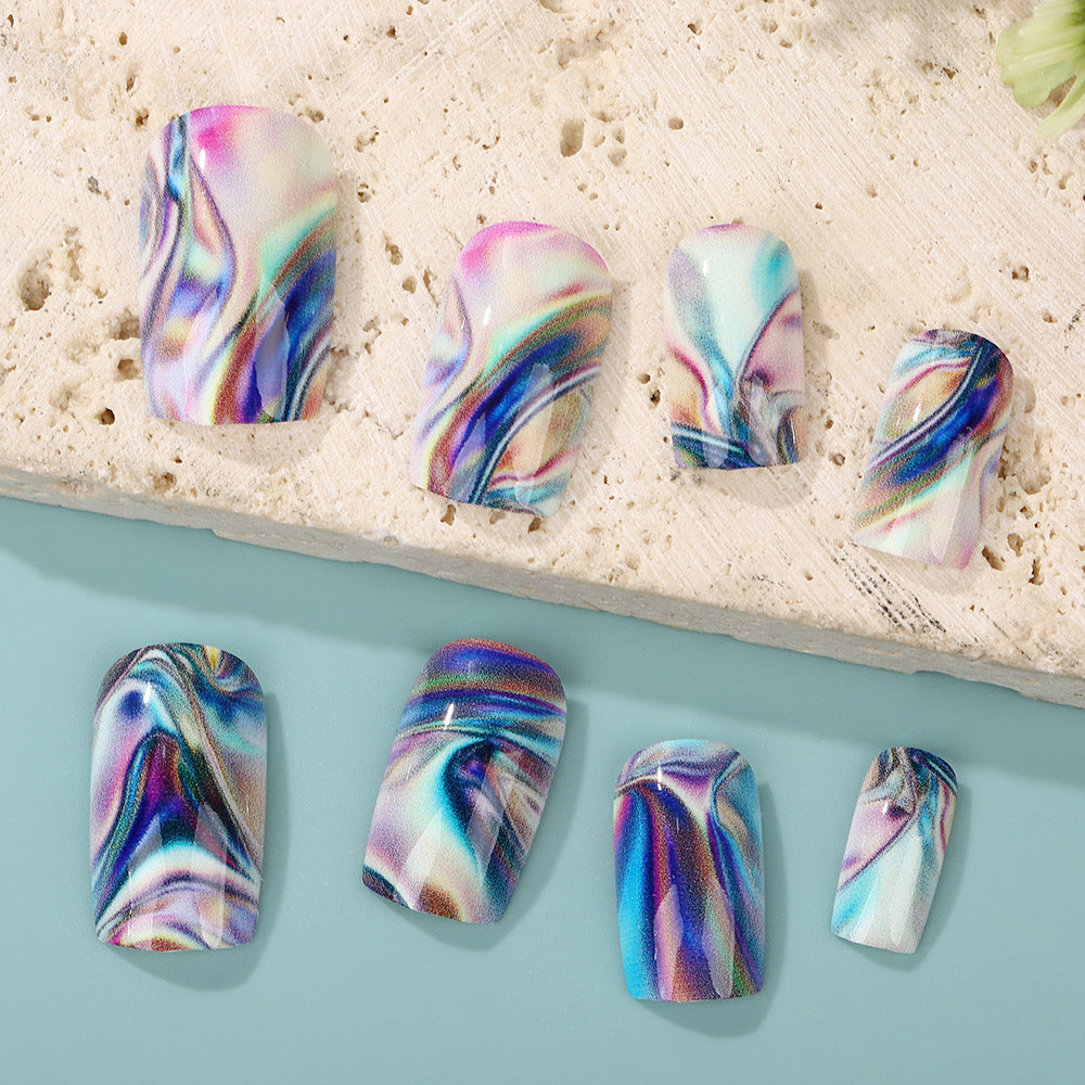 Artificial nail set in modern marble design Kalsten