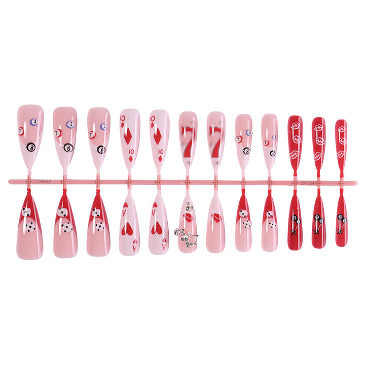 Artificial nail set with creative design and glitter accents Kalsten
