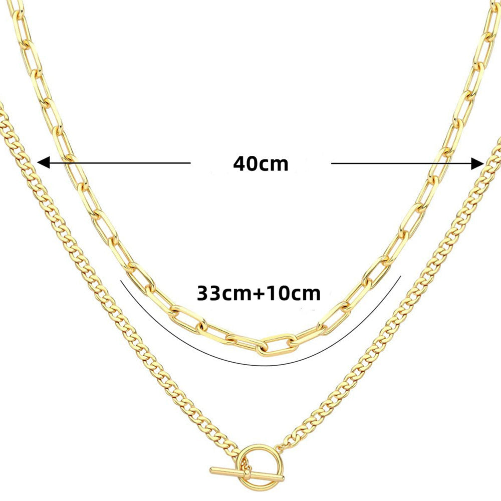 Elegant Silver Layered Chain Necklace Kalsten
