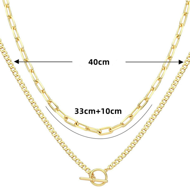 Elegant Silver Layered Chain Necklace Kalsten