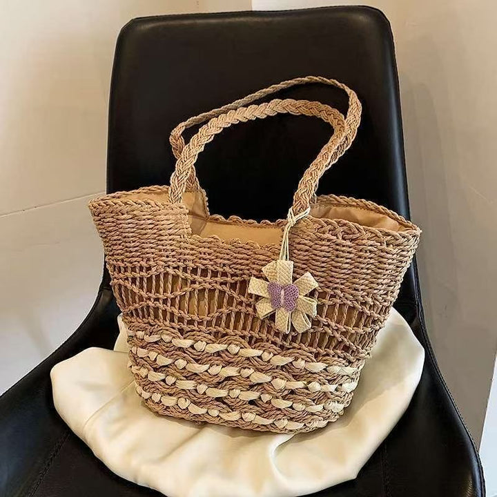 Braided shopping bag with decorative elements Kalsten