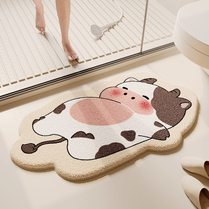 Cute Cow-Themed Bath Mat