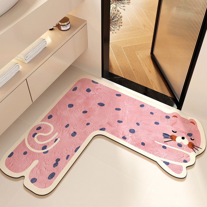 Cartoon-Themed Pet Design Bath Mat