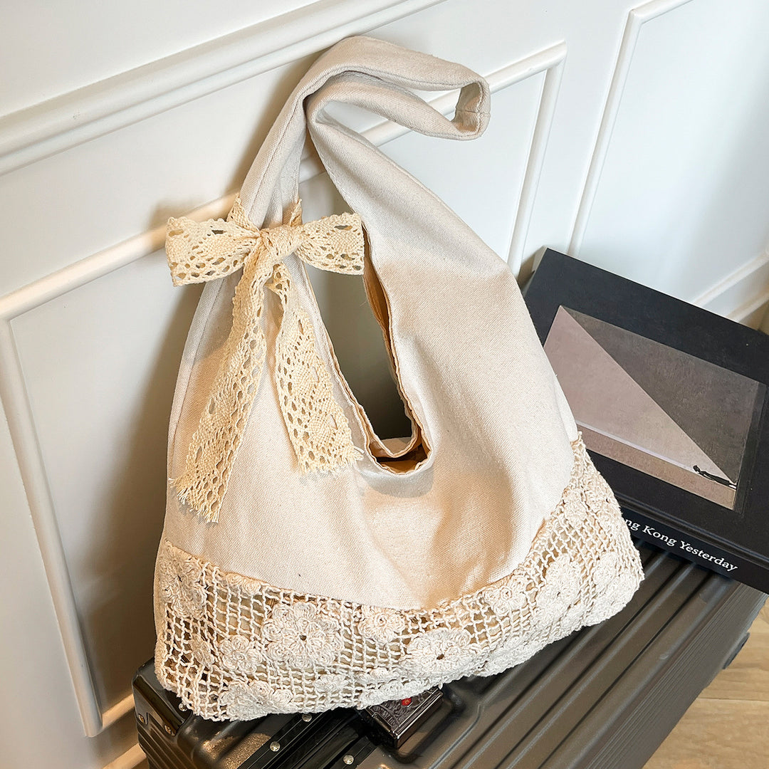 Handcrafted Floral Lace Tote Bag