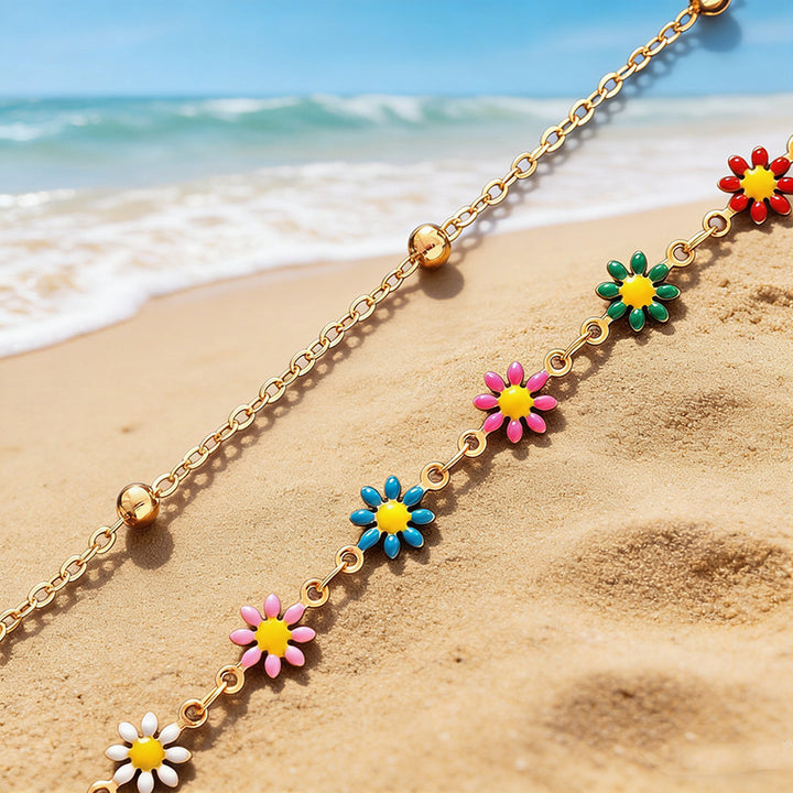 Colorful Floral Charm Anklet Kalsten