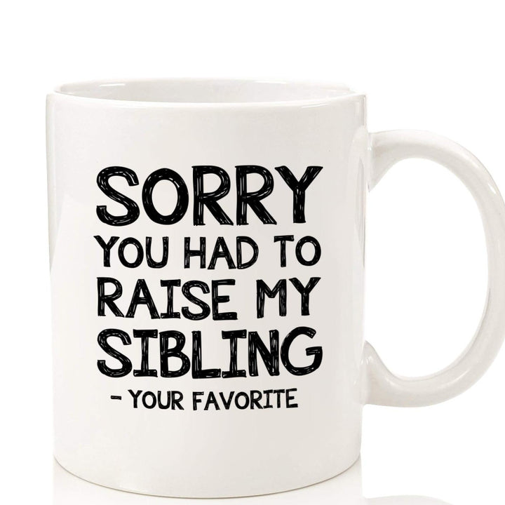 Ceramic Novelty Coffee Mug With Humorous Typographic Great Job Mom Message And Comfortable C-Handle