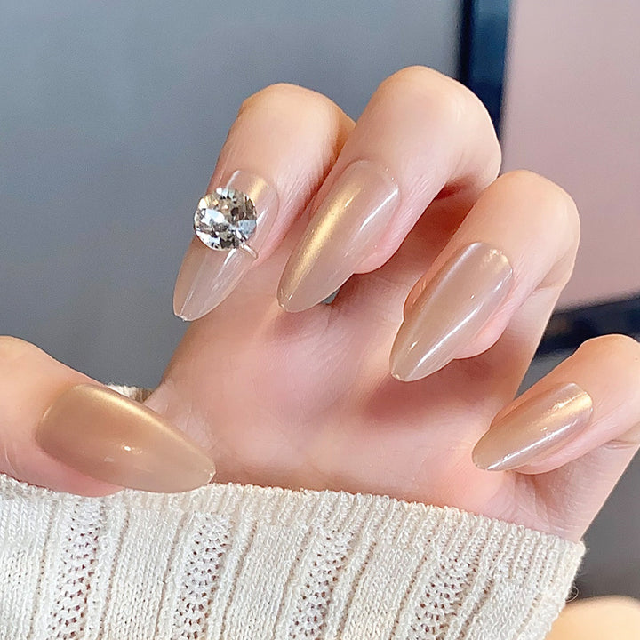 Glamorous Press-On Nail Set with Decorative Gemstone Accents Kalsten