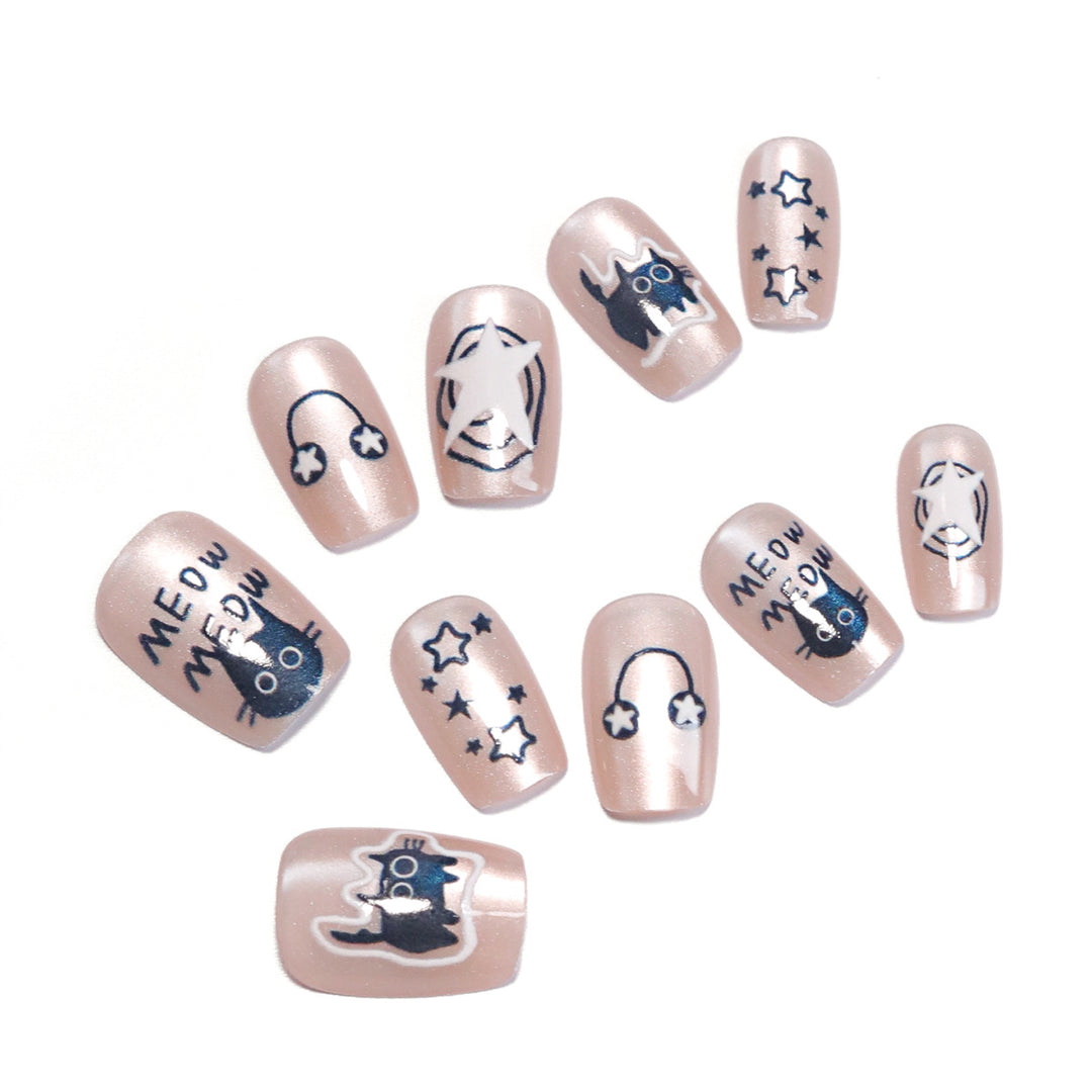 Artificial nail art with cat designs Kalsten