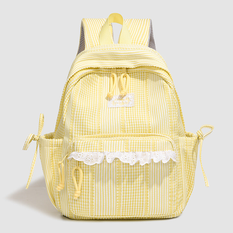 Stylish Striped Backpack with Lace Trim Kalsten