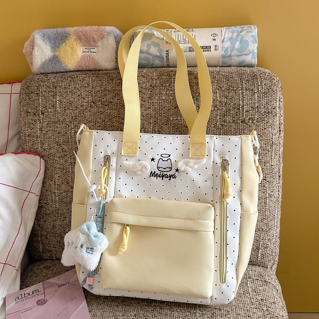 Stylish Dot-Printed Backpack with Decorative Accents Kalsten