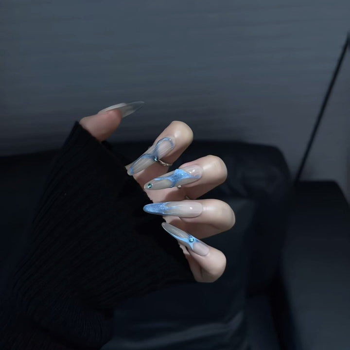 Stunning Crystal-Embellished Stiletto Nail Tips