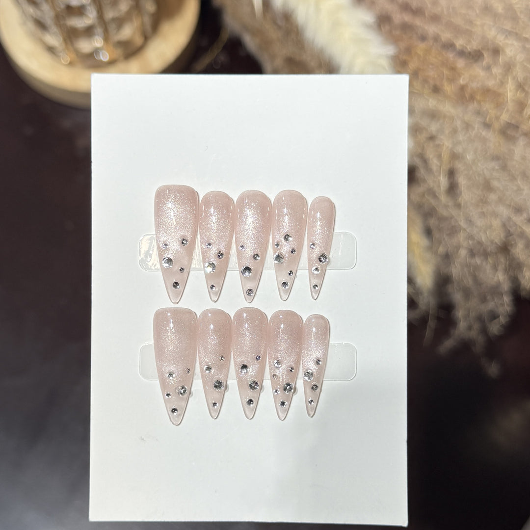 Elegant Rhinestone-Embellished Stiletto Press-On Nails Kalsten