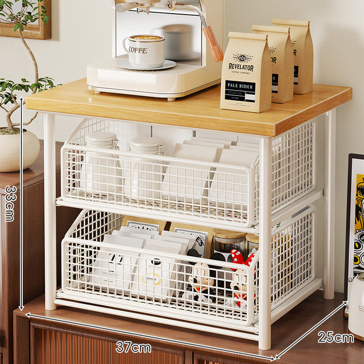 Countertop Espresso Machine Stand with Pull-Out Wire Basket Organizer