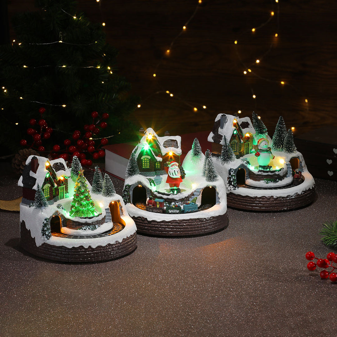 Illuminated Holiday Snow Globe Scene Kalsten