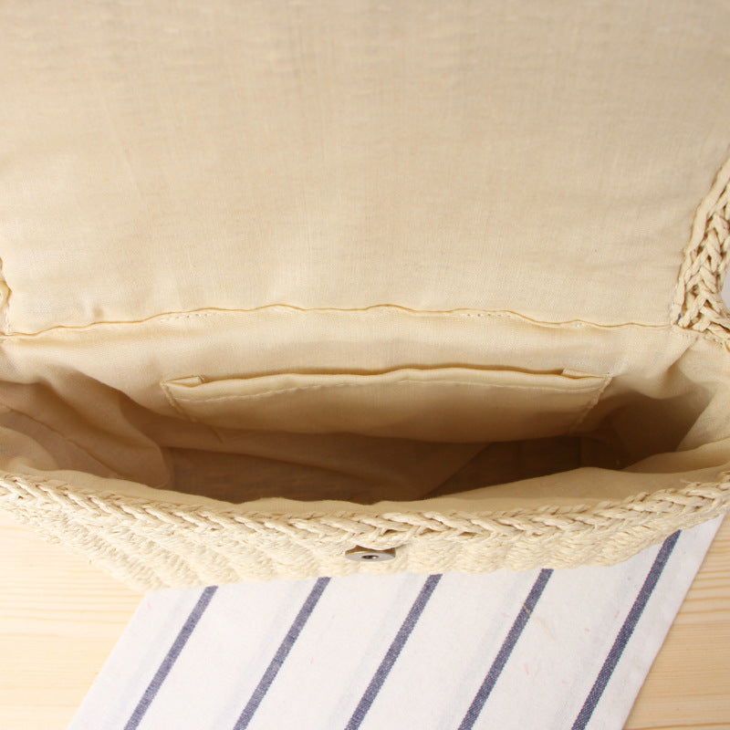 Woven Natural Material Handbag with Removable Shoulder Strap Kalsten