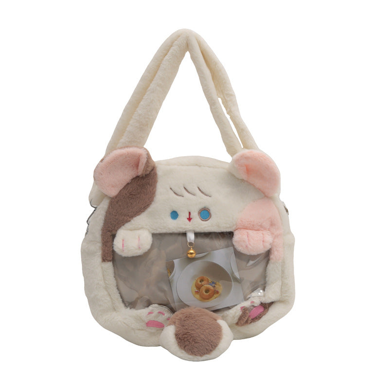 Plush handbag with transparent window Kalsten