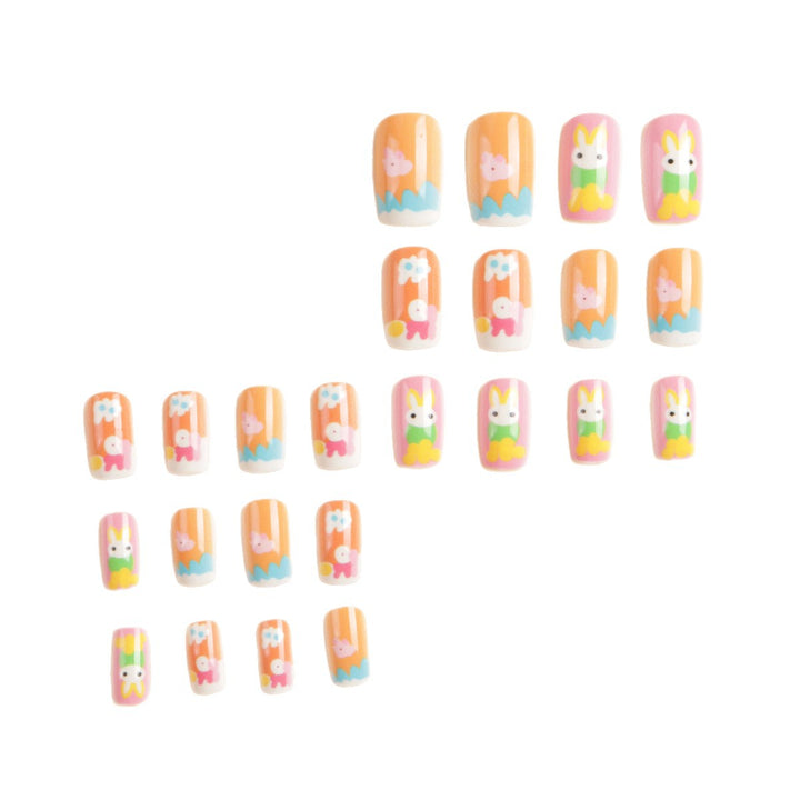 Artistic Seasonal Bunny-Themed Press-On Nail Art Kalsten