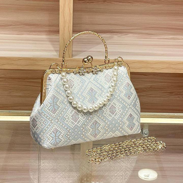 Elegant Pearl-Accented Evening Handbag