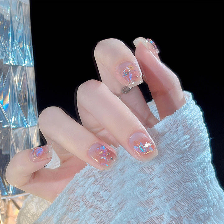 Nail set with sparkling 3D applications and romantic elements Kalsten