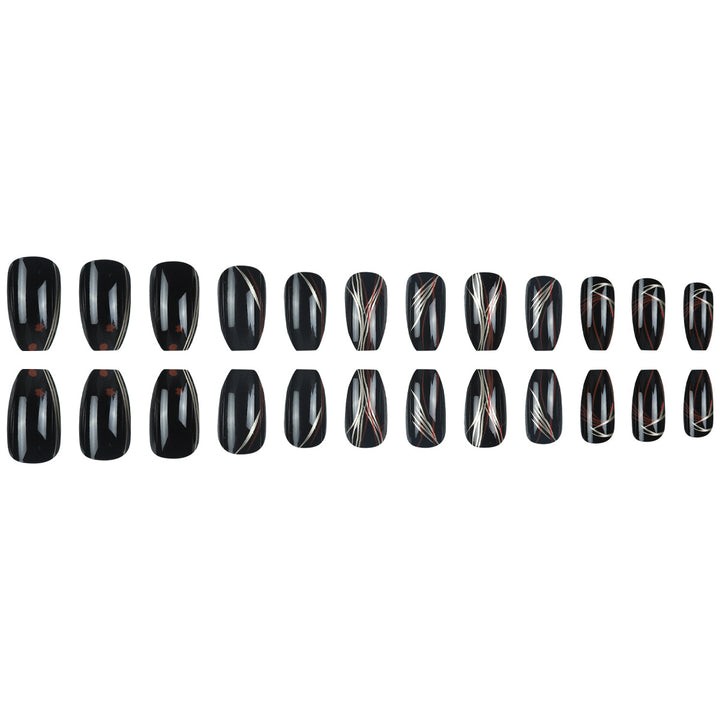 Stylish Stiletto Press-On Nails with Abstract Design Kalsten