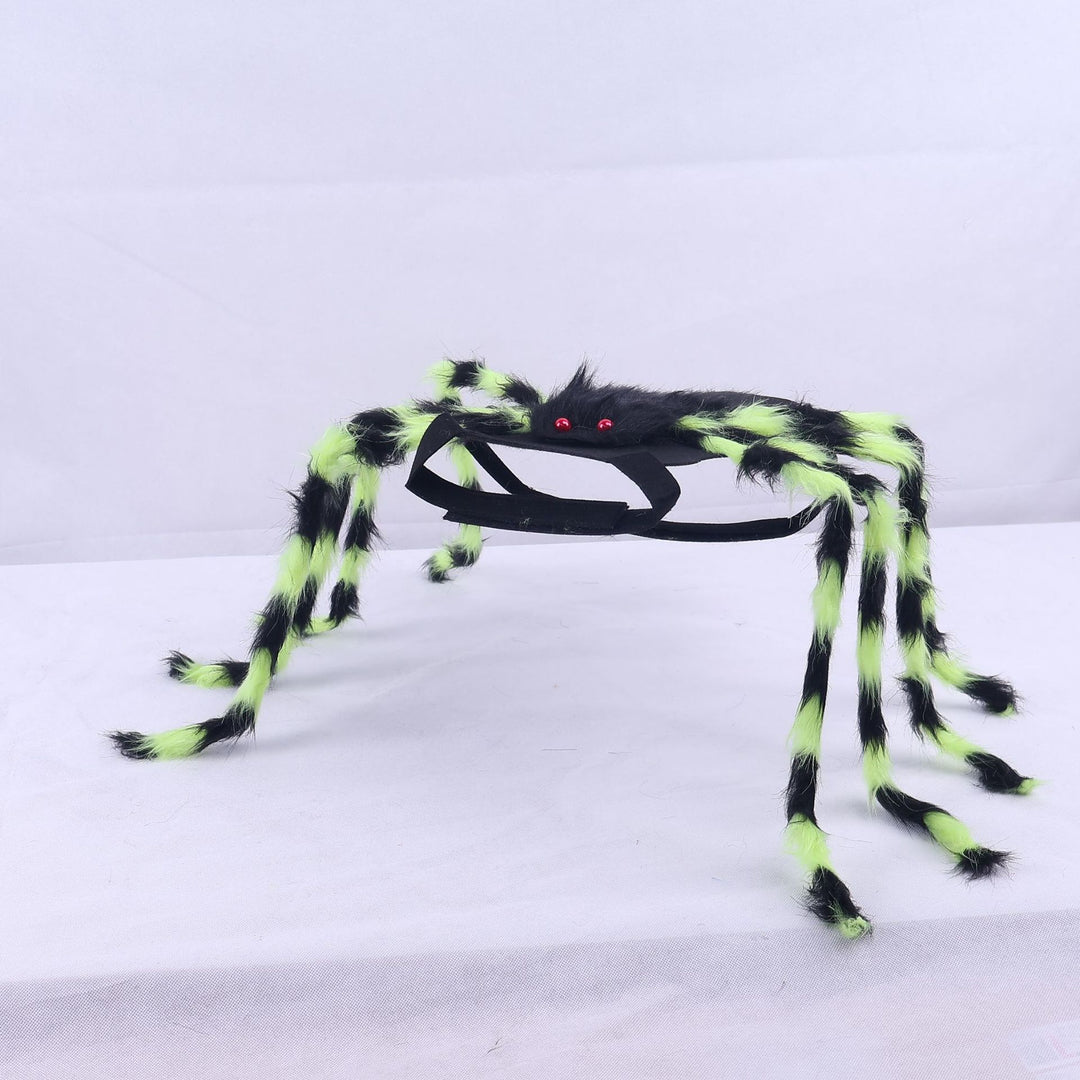 Costume headband with eight-legged plush spider and elastic headband