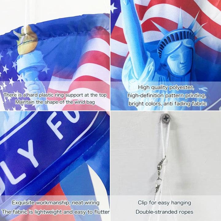 Unisex nan tubular windsock wind streamer with long ribbon tails and swivel hook Kalsten