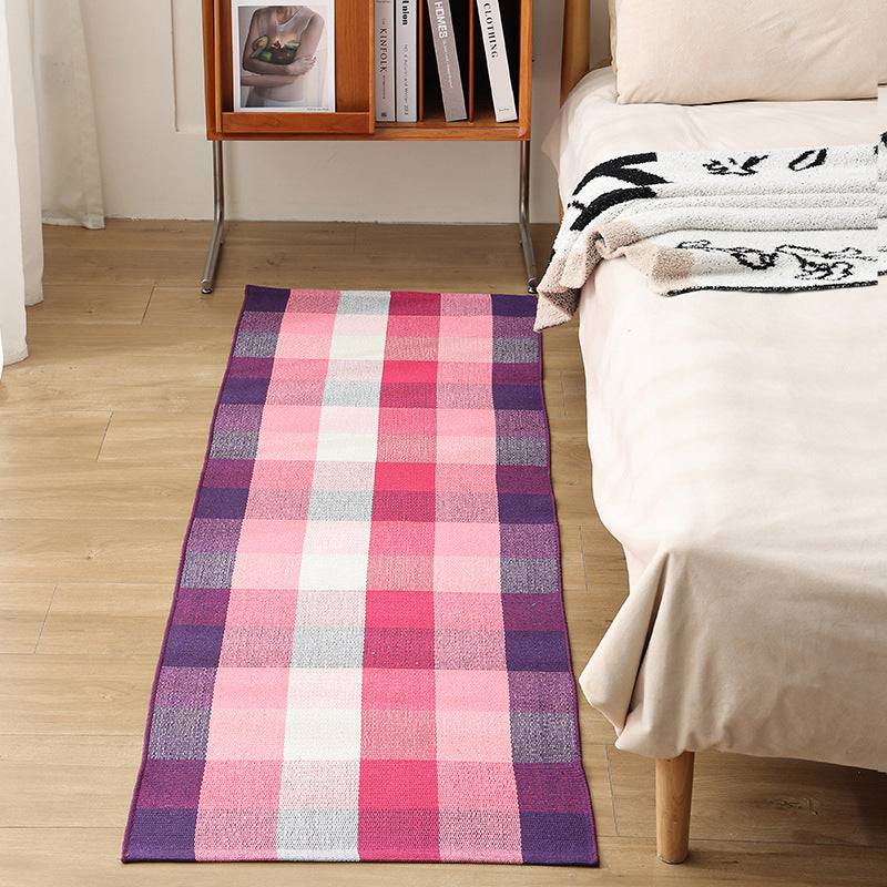 Flat woven bed runner and carpet runner with vibrant checked design Kalsten