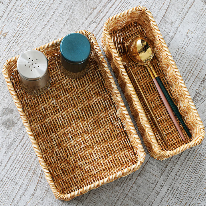 Handwoven Rectangular Wicker Storage Basket Kalsten
