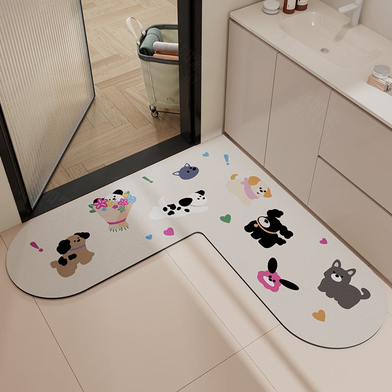 L-Shaped Non-Slip Bathroom Mat Kalsten