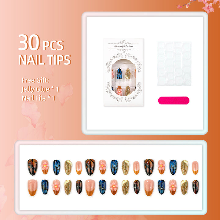 Artistic Floral-Design Press-On Nail Set