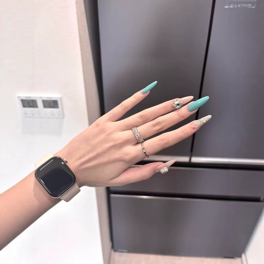 Stiletto Nail Art Tips with Crystal Accents