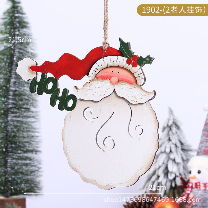Decorative Wooden Santa Head Ornament