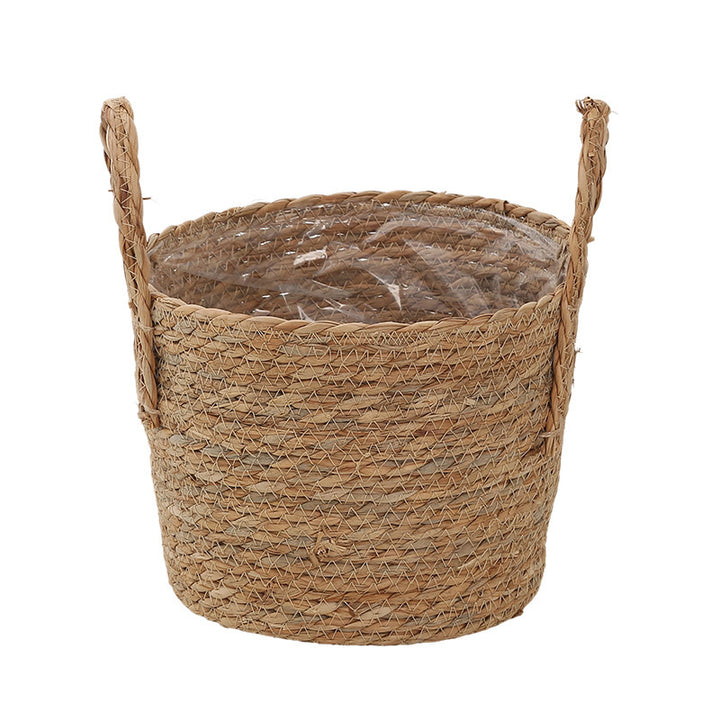 Handwoven storage basket with colorful accents Kalsten