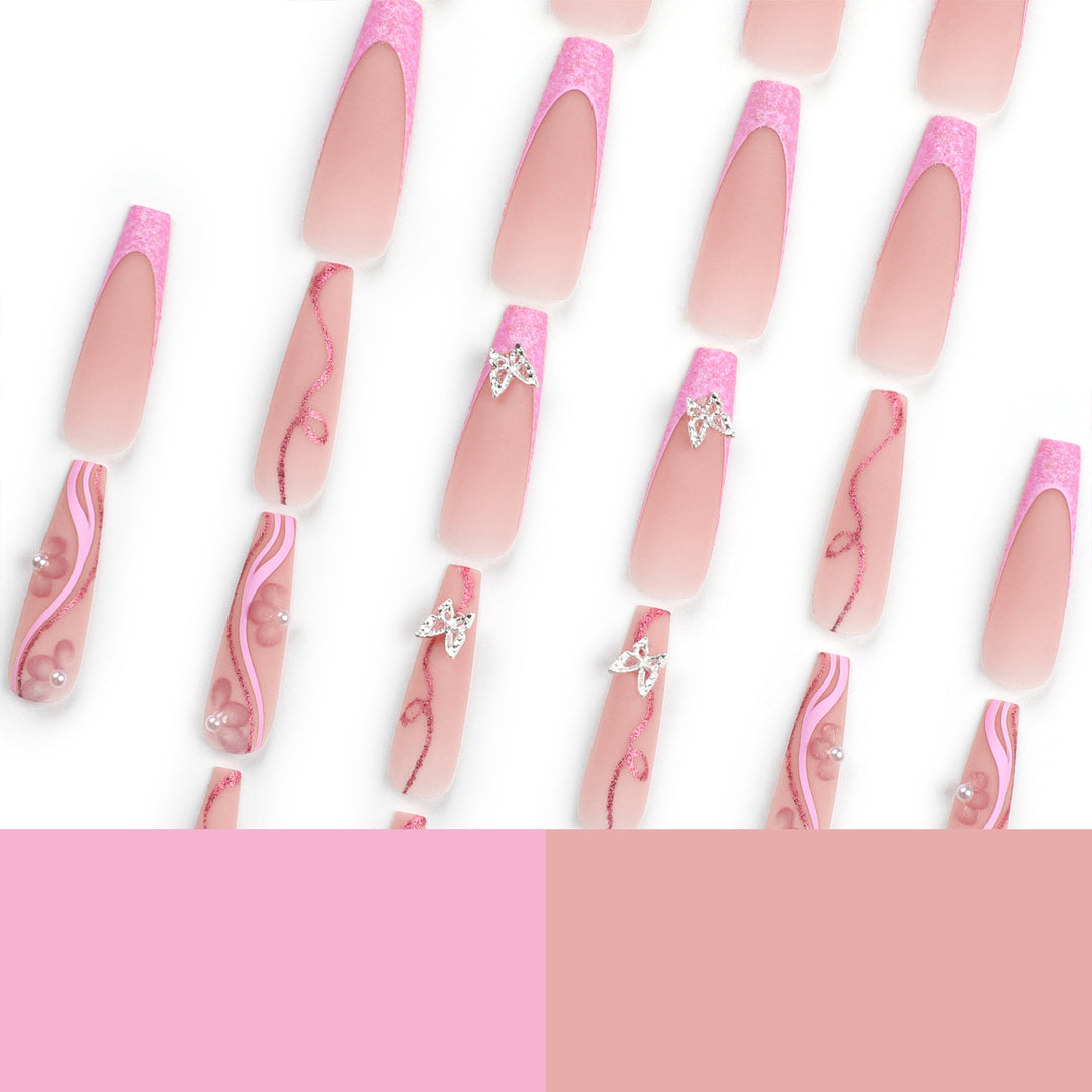 Exquisite Fingernails with Glitter and Decorative Elements Kalsten