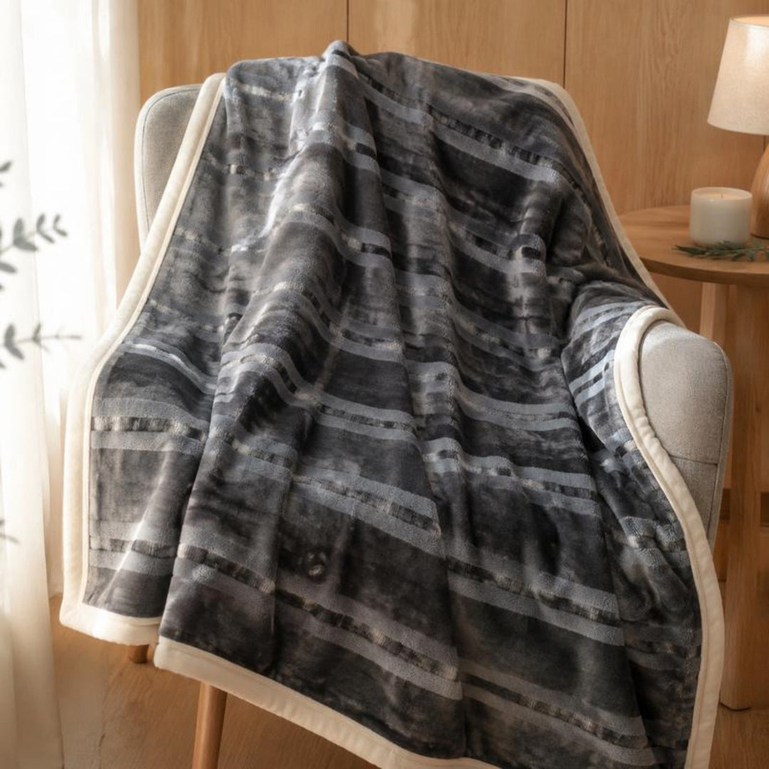 Textured Reversible Fleece Throw Blanket Kalsten