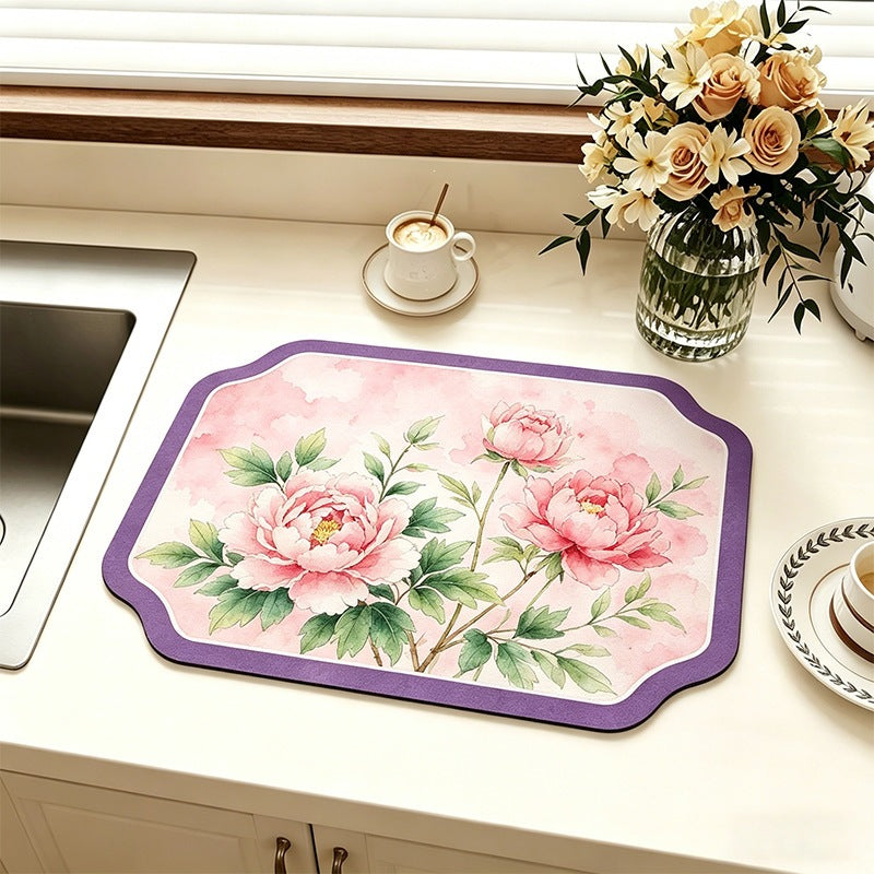 Floral Design Comfort Kitchen Mat for Home