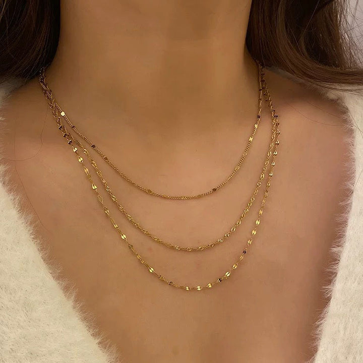 Multi-Layered Silver Chain Necklace Kalsten