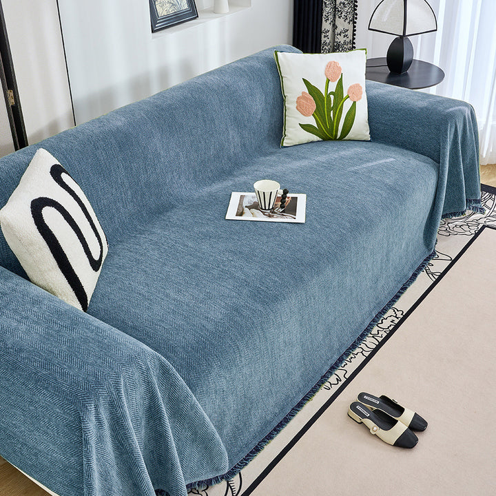 Textured Herringbone Pattern Sofa Throw Blanket