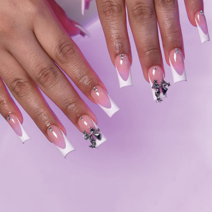 Elegantly Designed French Tip Acrylic Nail Art Kalsten