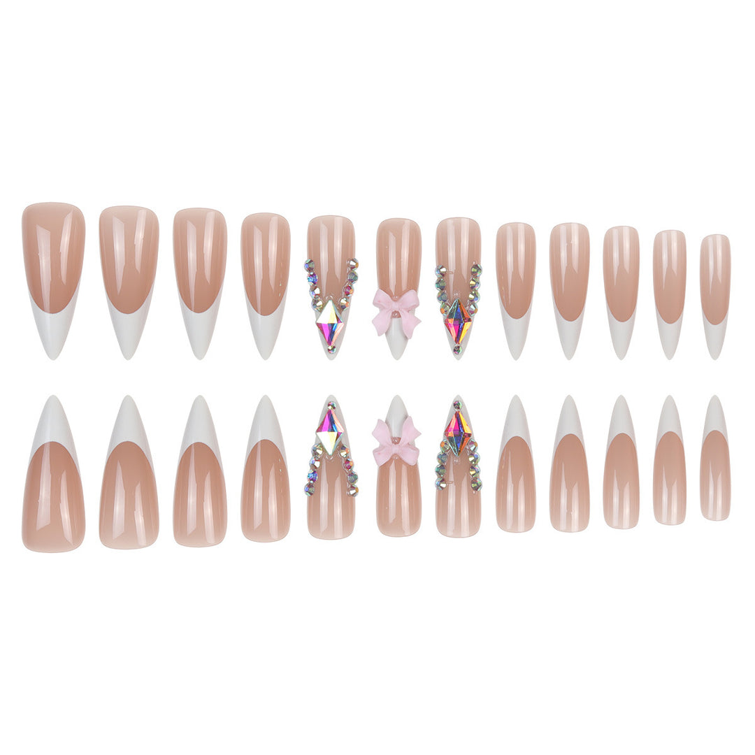 Decorative Stiletto Press-On Nails with Rhinestone Accents Kalsten