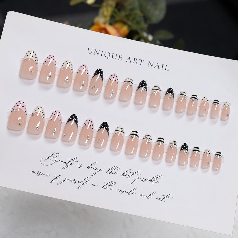 Decorative Press-On Nail Set with Unique Art Design