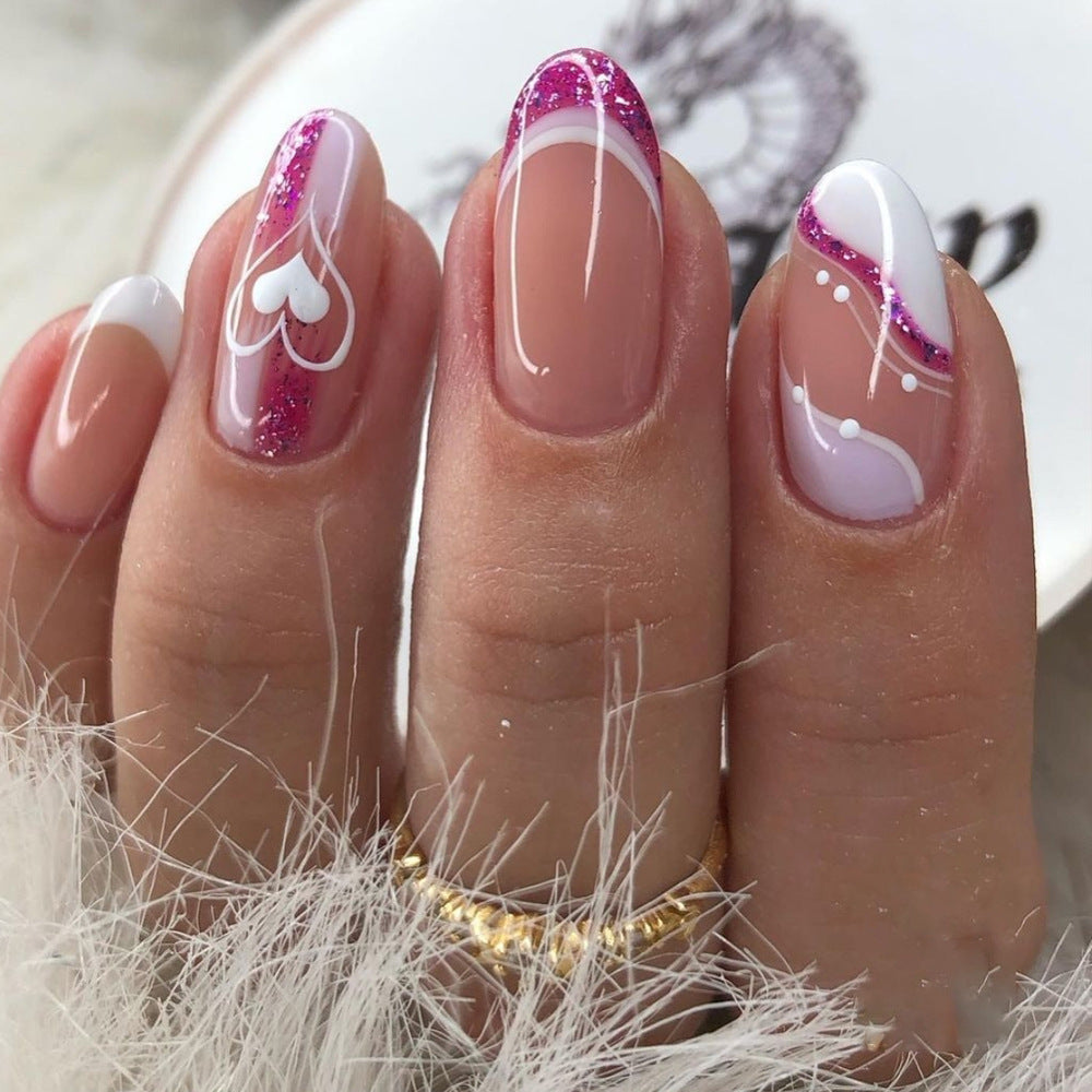 Artistic Glitter Heart Press-On Nails Kalsten