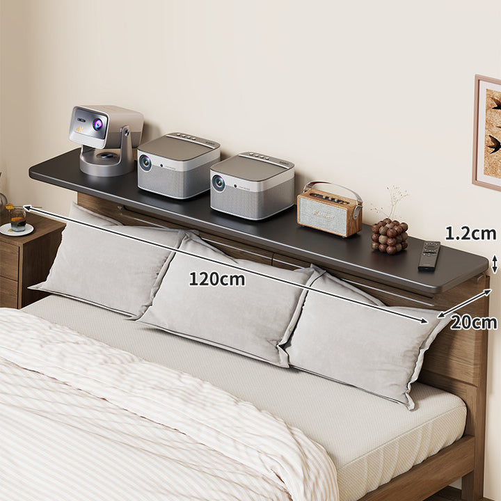 Wall-Mounted Slim Floating Headboard Shelf with Rounded Corners and Concealed Brackets