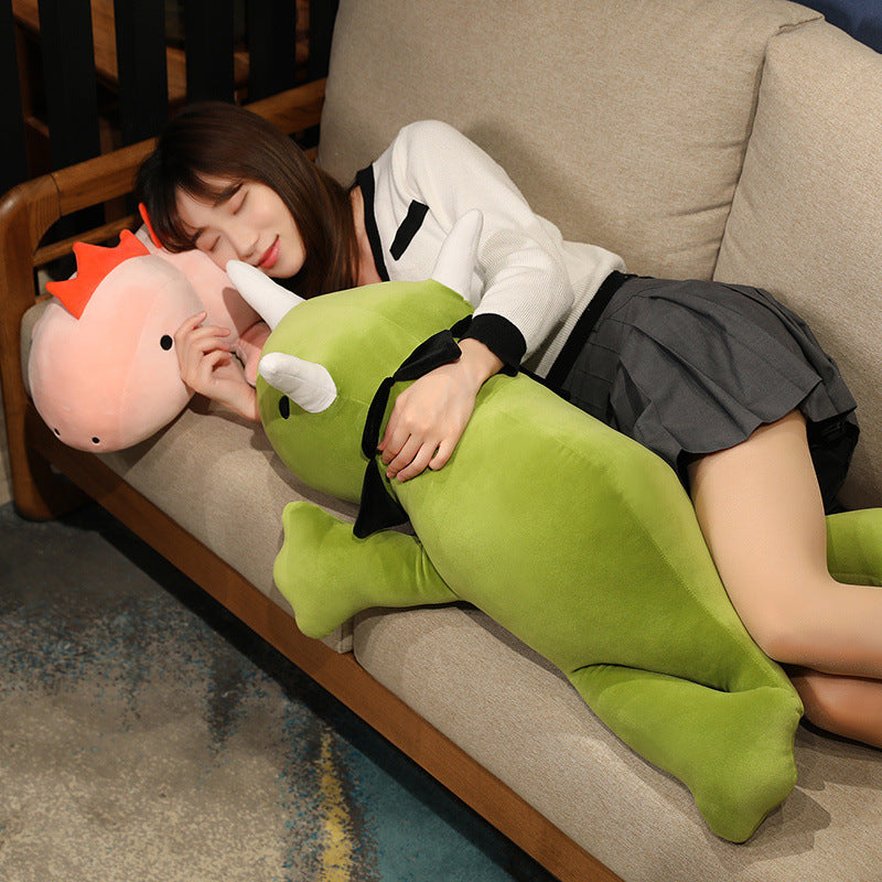 Plush Triceratops Cuddle Pillow With Elongated Lumbar Support And Hypoallergenic Velour Cover