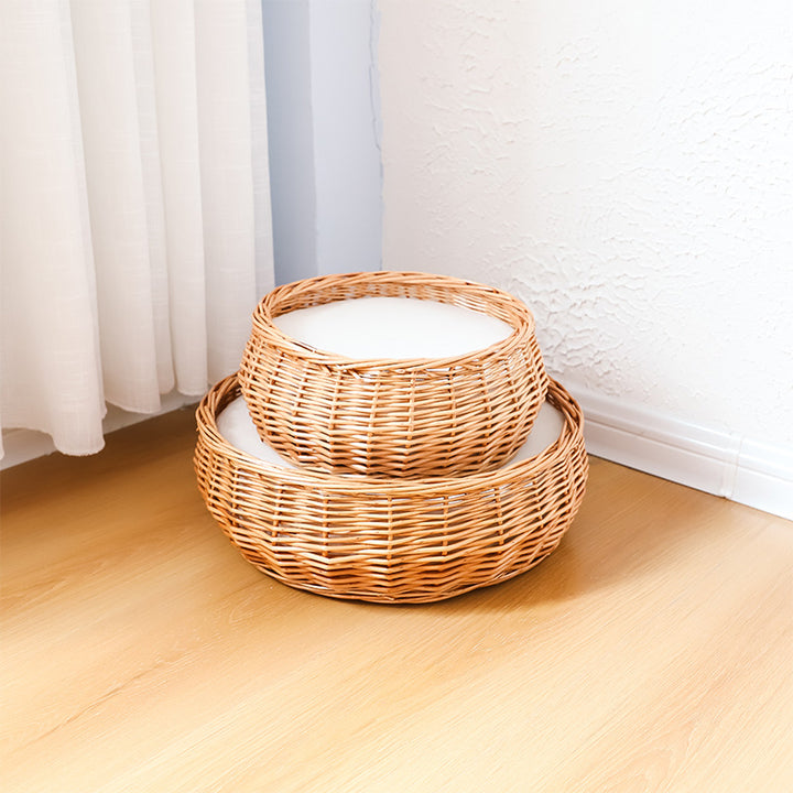 Handcrafted Round Wicker Storage Basket Kalsten