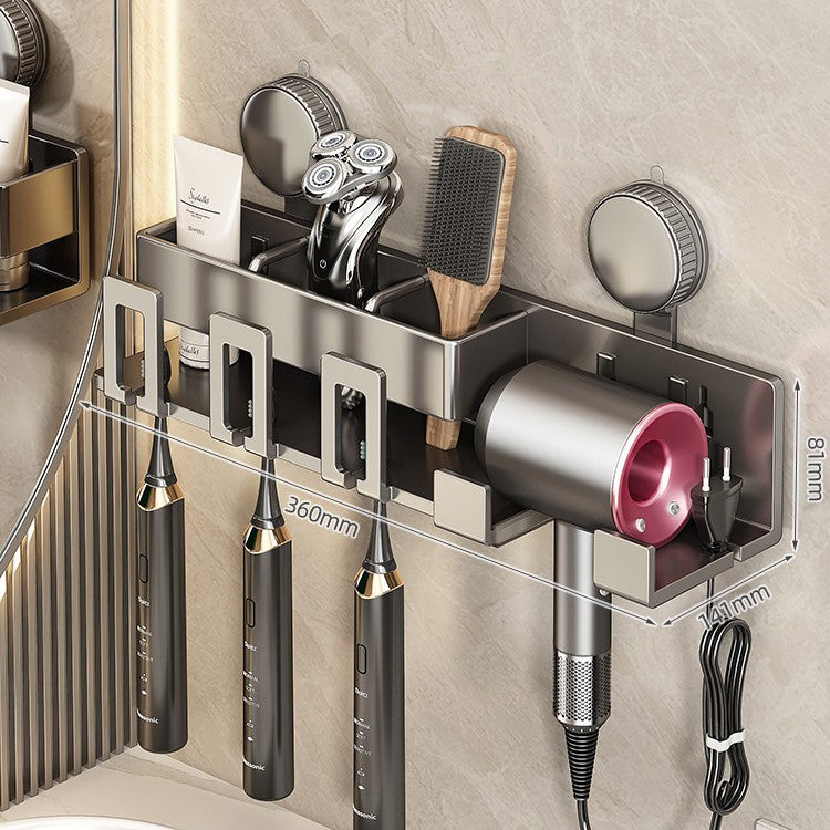 Wall-Mounted Hair Tool Organizer with Storage Compartment Kalsten