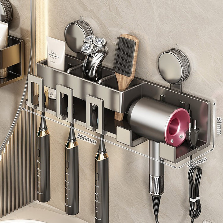Wall-Mounted Hair Tool Organizer with Storage Compartment Kalsten