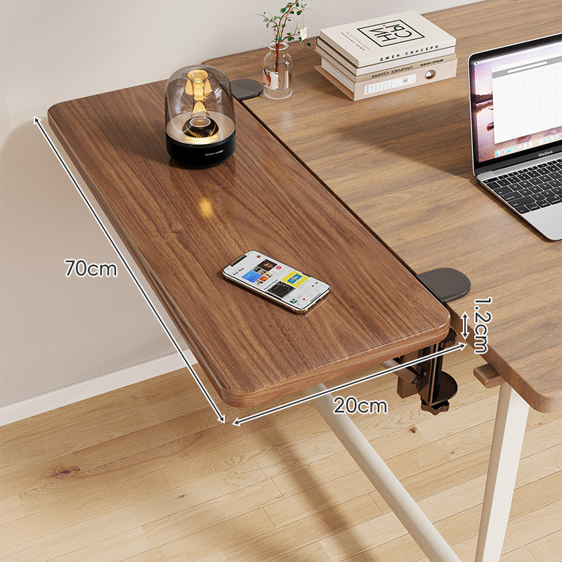 Clamp-On Adjustable Wooden Desk Side Shelf Extension with Foldable Bracket