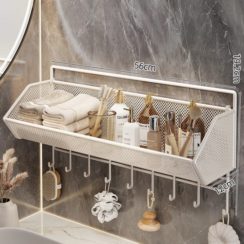 Wall-Mounted Mesh Bathroom Organizer Shelf