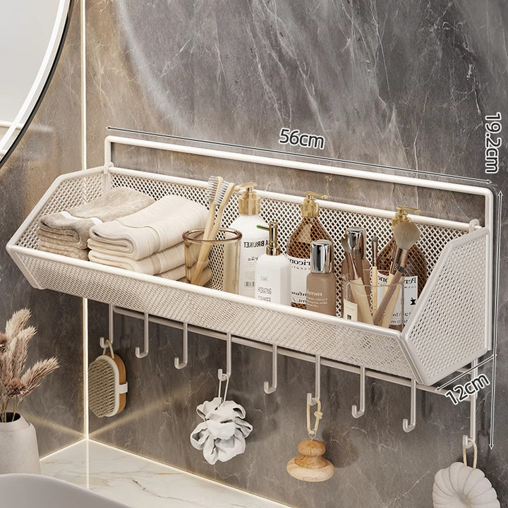 Wall-Mounted Mesh Bathroom Organizer Shelf